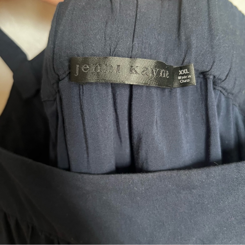 Jenni Kayne Navy Blue Summer Dress XXL Tiered Cotton Linen - Picture 6 of 9